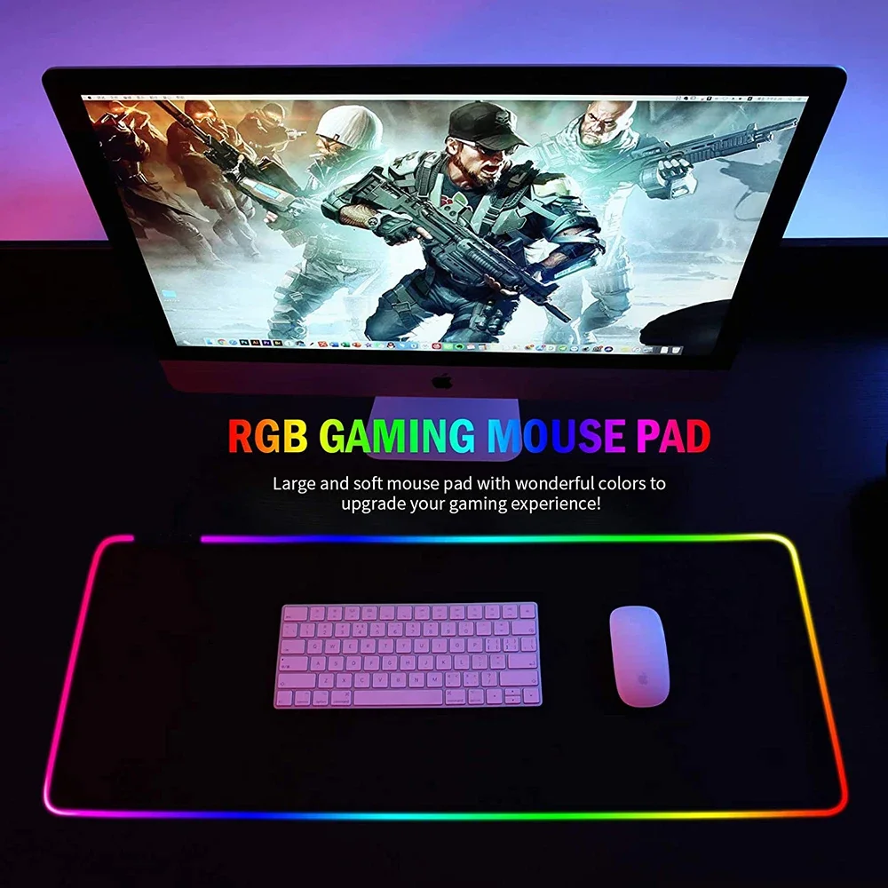 Alfombrilla de ratón RGB para juegos, alfombrilla de ratón Led extendida grande con 14 modos de iluminación, alfombrilla de ratón con Base de goma antideslizante para jugadores - imagen 2