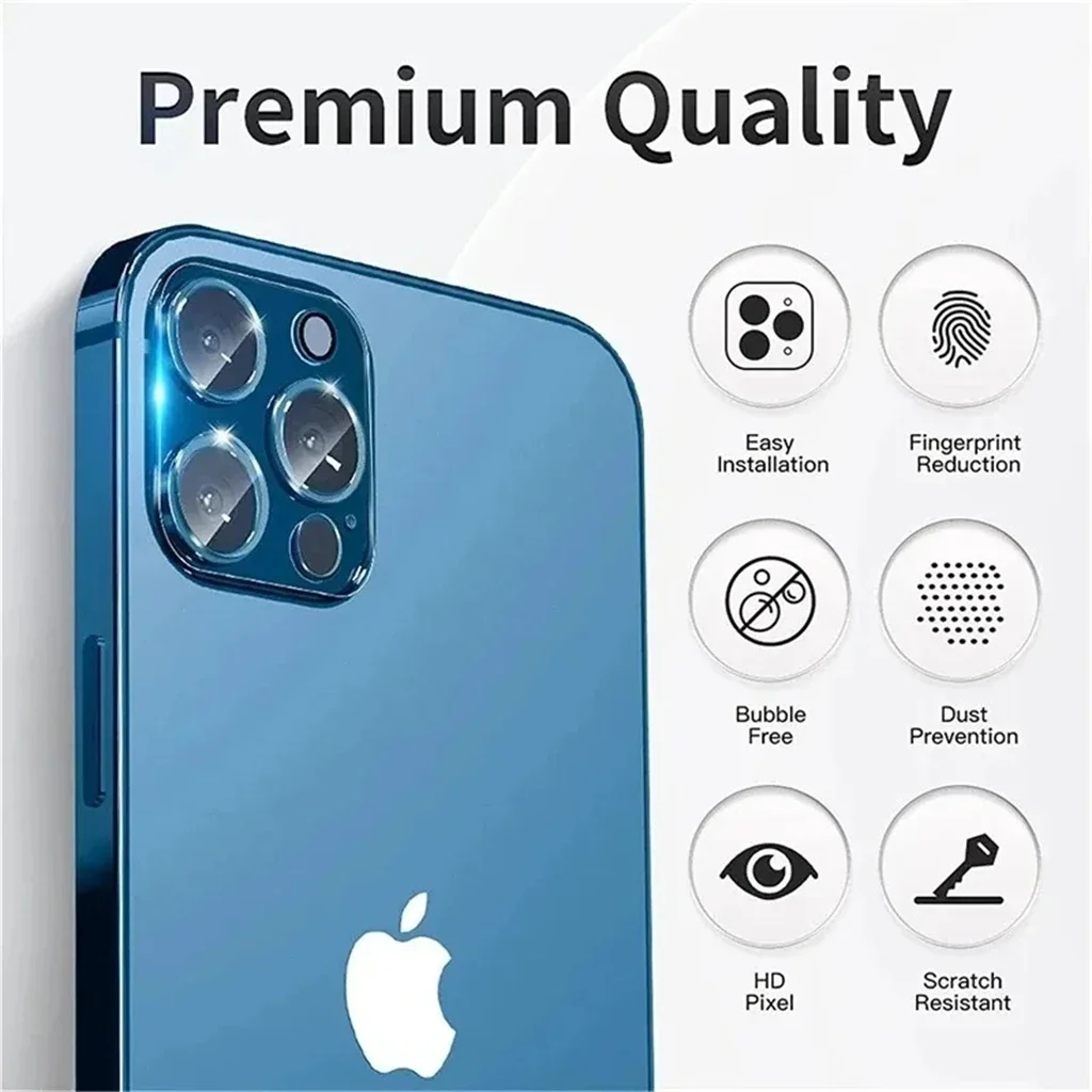 Protectores de cristal para cámara trasera 3D HD, 3 uds., para iPhone 15 Pro Max 14 13 12 Pro Max 15 14 Plus 13 12 Mini lente protectora - imagen 3