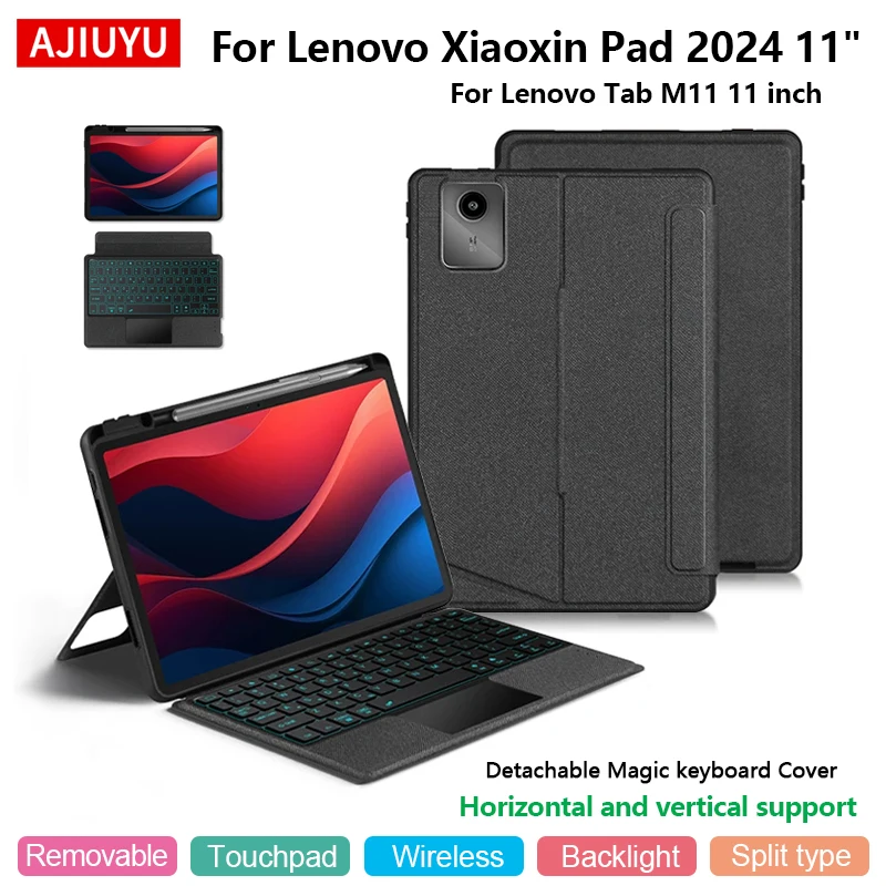 Teclado para Lenovo Tab M11 11 pulgadas TB-330FU Xiaoxin Pad 2024 11 TB-331FC funda mágica para teclado inteligente TouchPad retroiluminación