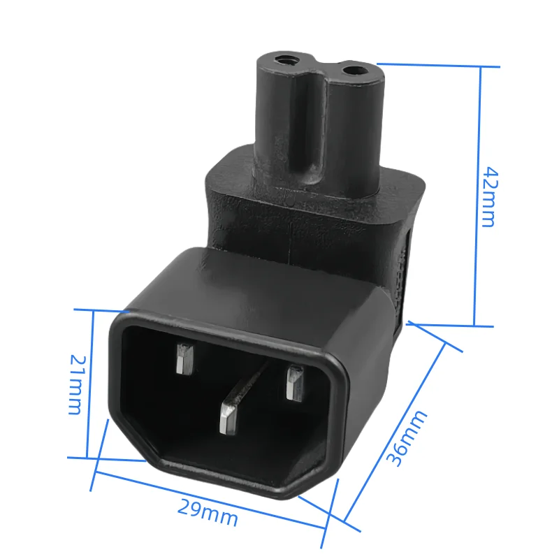 Adaptador de conector de ángulo de fuerza macho a hembra para cargador de portátil, convertidor en ángulo IEC320 C14 macho a C5/C7 hembra - imagen 2
