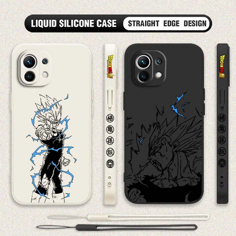 Arte d-dragon Balls Vegeta cómic para Xiaomi Mi 17 15 14 13 12 11 9 13T 12T Lite Pro Max 5G cubierta de la caja del teléfono de la cuerda izquierda líquida