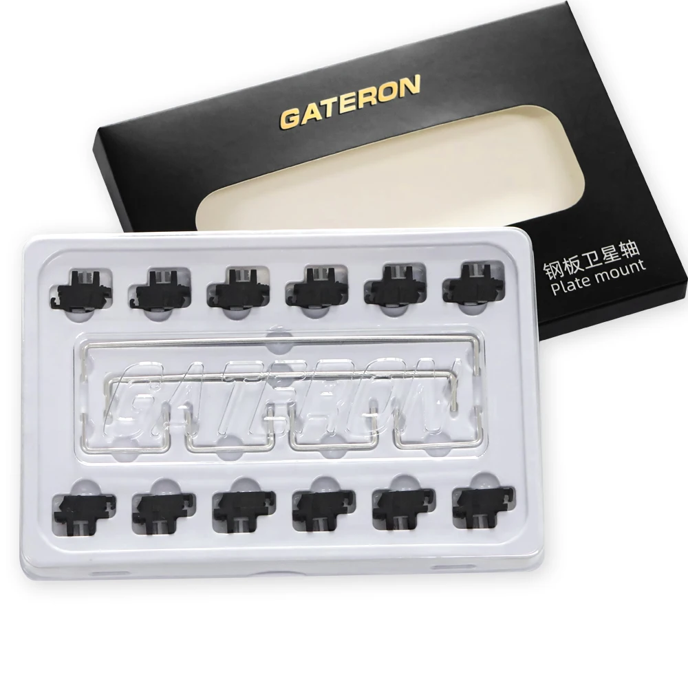 Gateron-estabilizador de montaje en placa negra, eje satélite 2u 6.25u 7u, alambre de acero plateado para placas de teclados MX