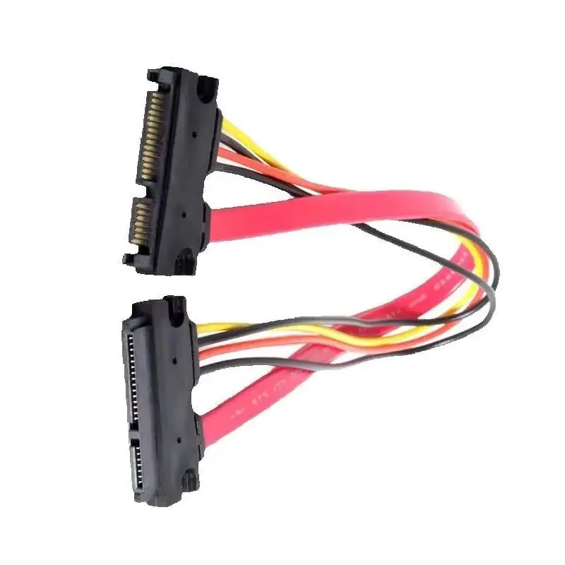 Cable de extensión SATA SATA de 22 pines macho a hembra SATA 3 III 22 pines 7 + 15 pines Cable de extensión combinado de alimentación de datos SATA 30CM 50CM