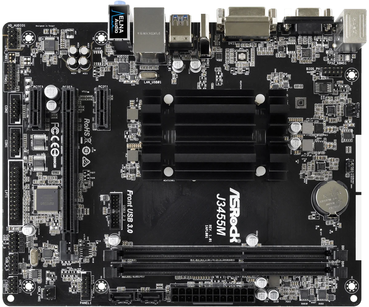 Placa base ASRock J3455M Procesador Intel Quad-Core J3455 Compatible con memoria DDR 1866 Opciones de salida gráficas 1 PCIe 2.0x16 USB 3. - imagen 2