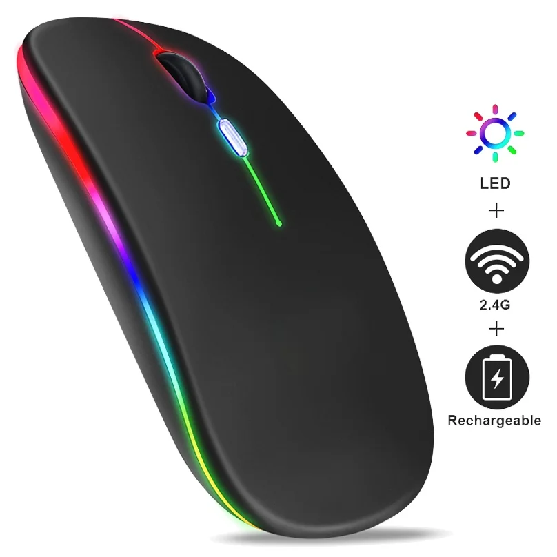 Ratón Inalámbrico Bluetooth Ordenador Periférico RGB Recargable Retroiluminación LED Ergonómico Juegos Portátil PC Notebook - Vista principal del producto