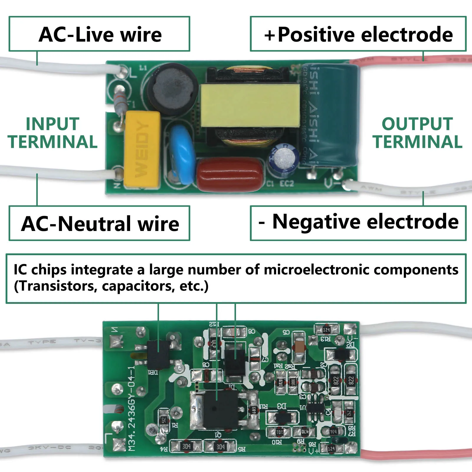Controlador LED de 24-36W, transformador de iluminación de corriente constante no aislado de 300mA, Unidad de fuente de alimentación convertidora de AC220-240V a DC80-120V - imagen 5