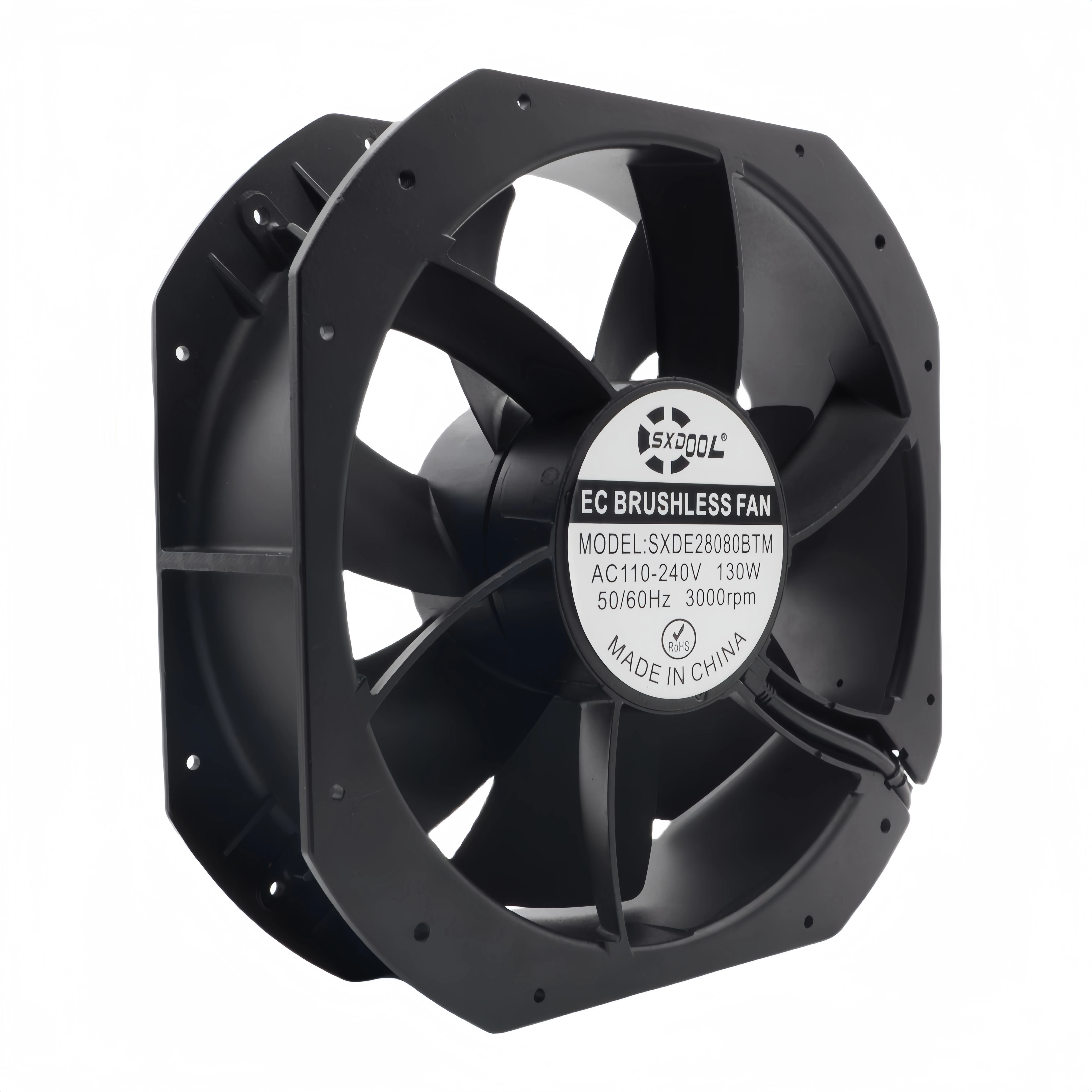 Ventilador EC industrial de 280 mm y 28 cm para SXDE28080BTM, ventilador de enfriamiento de alto flujo de aire de 115 V 230 V 1200 CFM para caja de distribución de gabinete de servidor - imagen 4