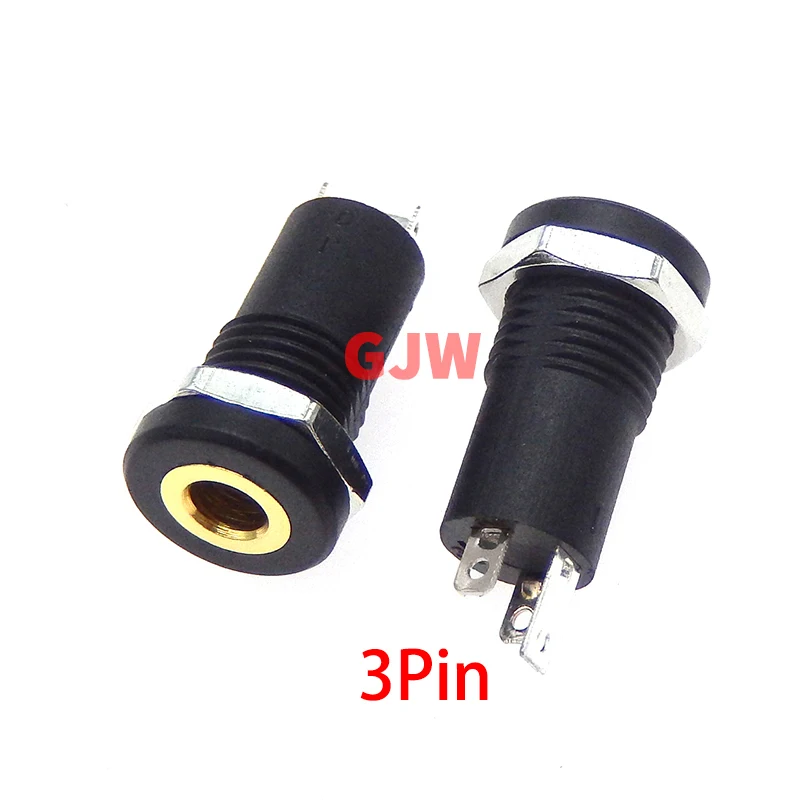 Conector de Audio PJ392A, 100 MM, 3 polos, negro, Panel de soldadura estéreo, oro con tuercas piezas, 3,5 PJ-392A - imagen 3