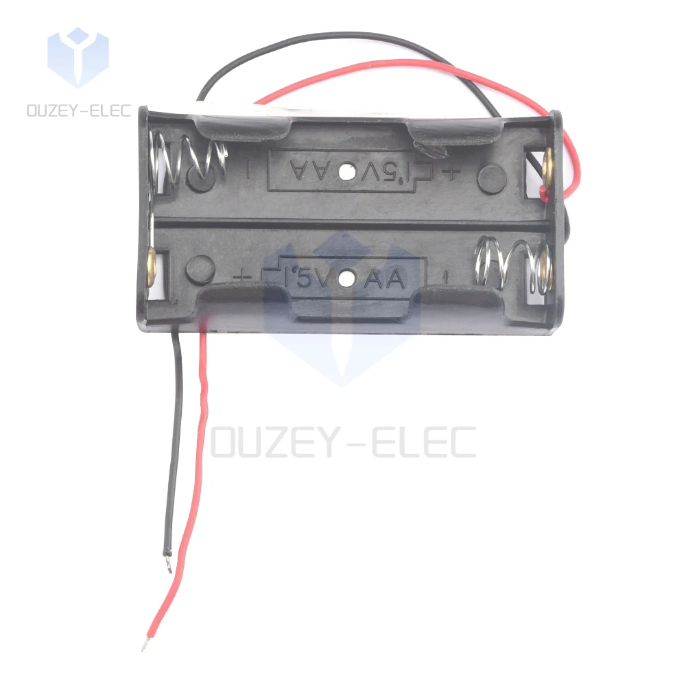 3V PH2.0 Batería Caja de Almacenamiento de Plástico Negro AAA Caja de La Batería Soporte de La Batería Caja de Batería de Alambre para 2 * Pilas AAA Piezas de BRICOLAJE