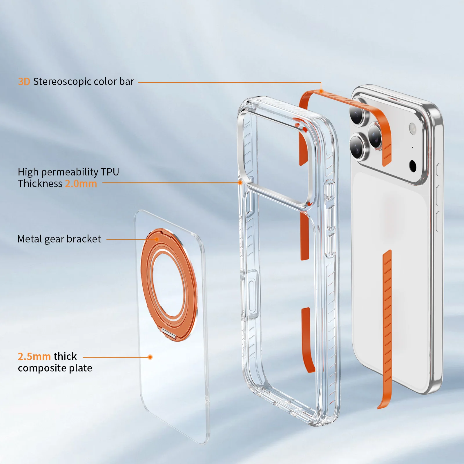 Funda de teléfono magnética transparente a rayas de Color con sensación de piel para iPhone 17 Pro Max 16 Plus 15 14 13 12 11 a prueba de golpes para funda Magsafe - imagen 2