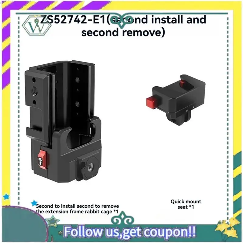 Marco de protección A28Q para DJI OSMO POCKET 3, adaptador de extensión de aluminio con soporte de liberación rápida, carcasa de montaje de zapata fría - imagen 5