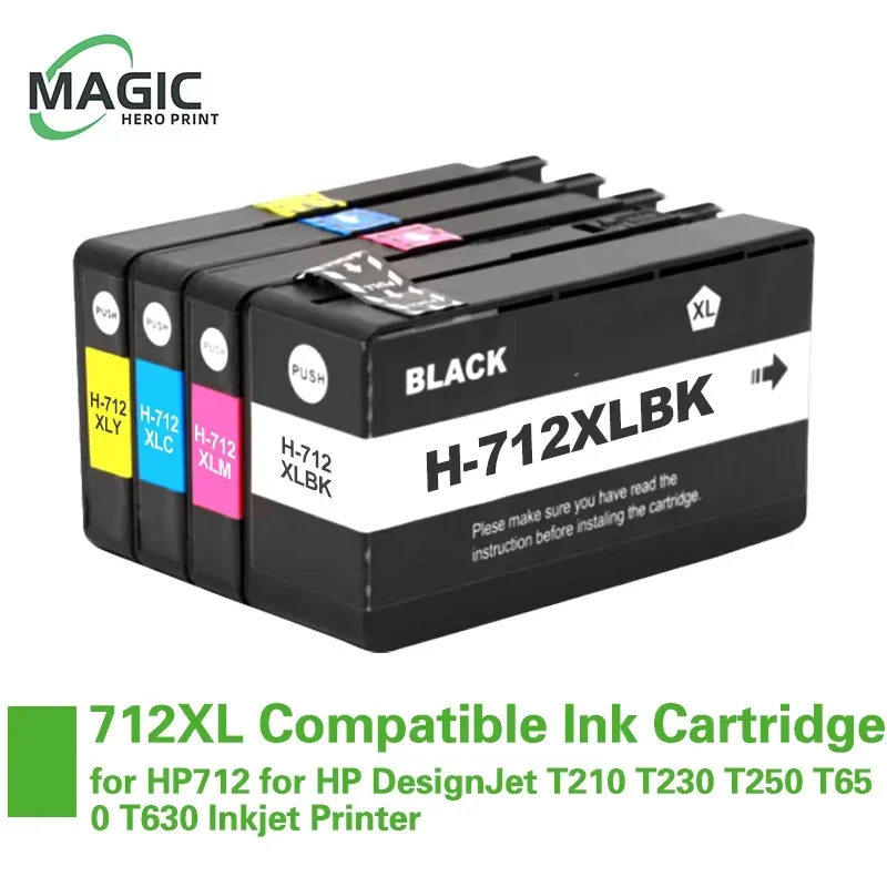 Cartucho de tinta 712 XL 712XL 3ED71A 3ED67A Compatible con HP712 para impresora de inyección de tinta HP DesignJet T210 T230 T250 T650 T630