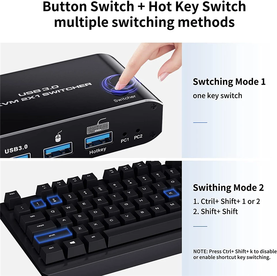 Conmutador KVM HDMI 2.1 4K 120Hz – 2 PC a 1 Monitor - imagen 4