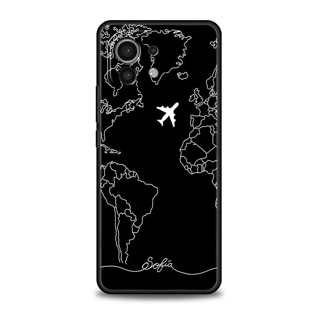 Funda de dibujos animados con mapa del mundo, carcasa con dirección de paisaje para Xiaomi 14, 13T, 12T Pro, 12, 13, 11 Ultra, Mi Note 10 Lite, 10T, 5G Pro, 11T, 11i, 9T - imagen 4