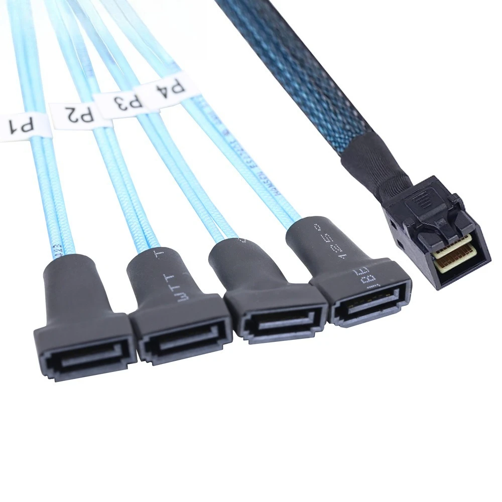 Mini SAS SFF-8643 a 4 SATA 7P servidor macho longitud de cable de alta velocidad opcional 0,5 M 1 M - imagen 4