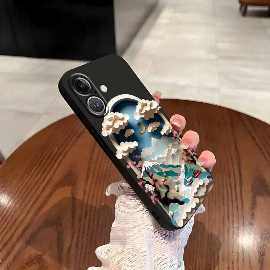 Funda para iPhone 7 8 15 16 14 Plus 13 12 11 17 Pro Max XR XS Max 17Air cubierta de teléfono suave negra suspensión de cielo de verano - imagen 2