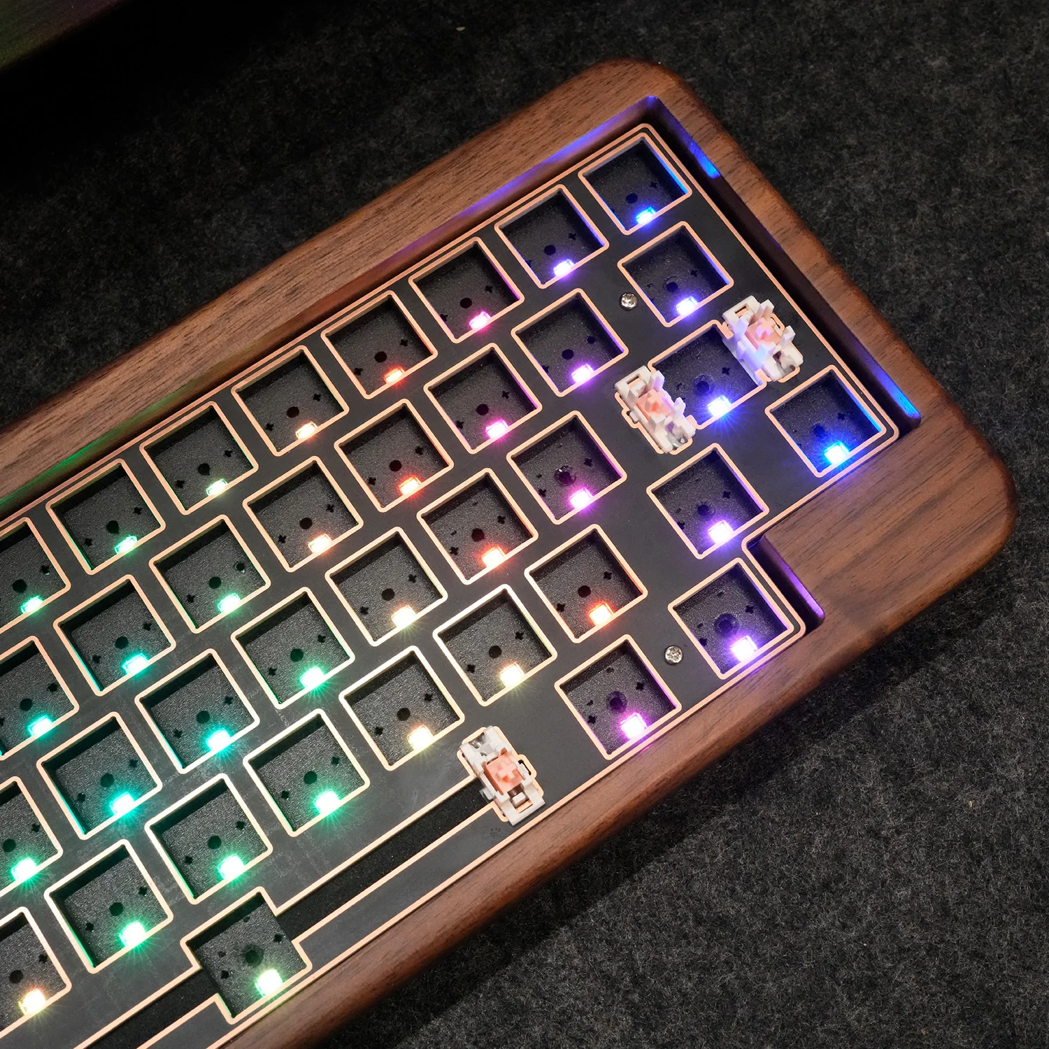 HHKB-Kit de teclado mecánico de madera de nogal, teclado de madera RGB enchufable en caliente, modo Tri, 60% RGB, Bluetooth, inalámbrico/con cable - imagen 3