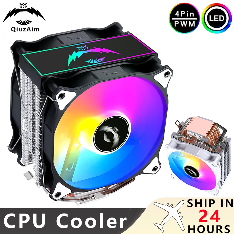 QiuzAim Compatible LGA115x 1200 1700 AM4 2011 2066 x79 x99 ventilador de CPU enfriador 120mm procesador enfriador de alto rendimiento 4/6 tubo de calor - imagen 2