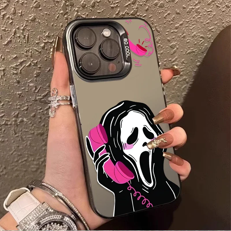 Funda de PC chapada para iPhone 17 Air 16 15 11 12 14 13 Pro Max XS X XR Plus 8 7 SE 2020 Scary Death Scream Ghost cubierta a prueba de golpes