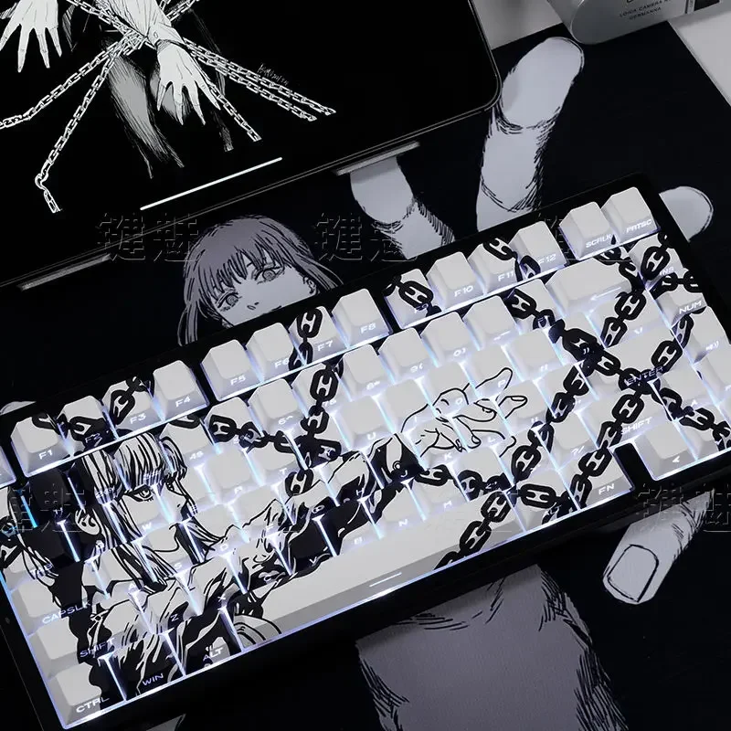 129 teclas blancas Makima Anime Keycaps teclas translúcidas PBT Keycap Chreey Keycaps Dye-sub tapas de teclado mecánico para 64/68/71/108 - imagen 2