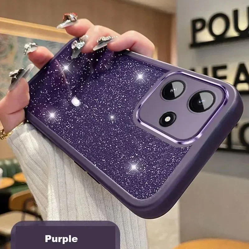 Para Xiaomi Poco M7 Pro M 7 PocoM7 M7Pro Bling Glitter Protector de cámara funda de silicona para Xiaomi Poco M7 Pro 5G funda trasera suave - imagen 2