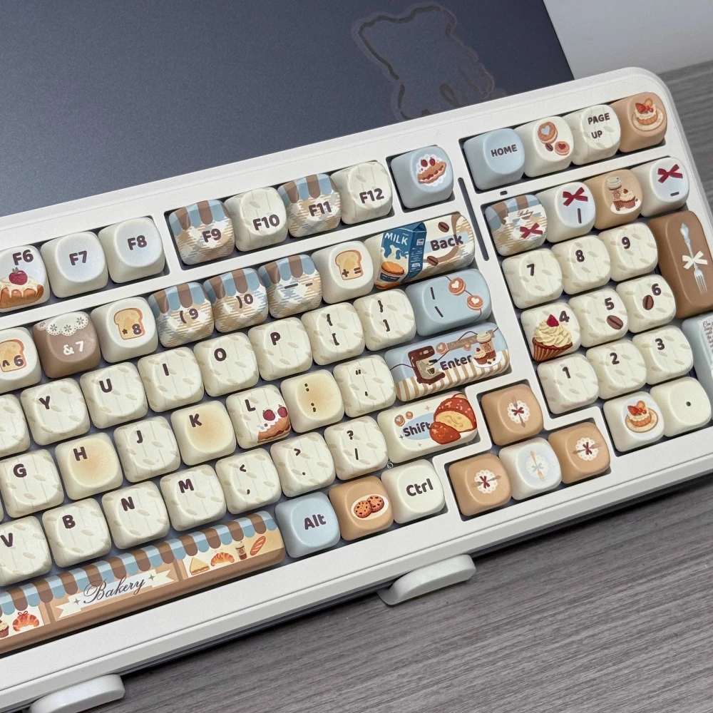 Juego de teclas con tema de casa para asar café, perfil de cereza SOA, teclas pintadas a mano, bonitas teclas para teclado mecánico, 131 teclas - imagen 2