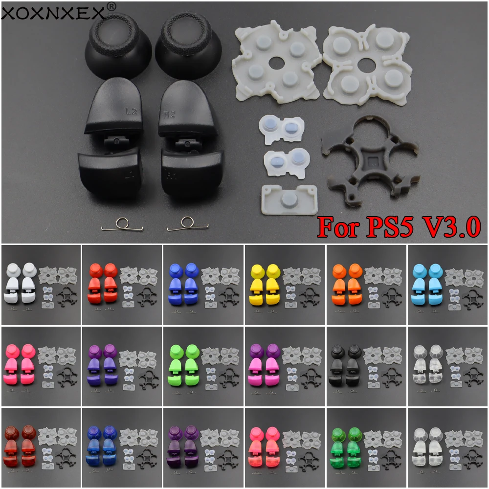 1 Juego de botones de disparo para PS5 V3 L1 R1 L2 R2 + sombrero de seta + almohadillas de goma conductoras pieza de reparación de mando botón y tecla de disparo