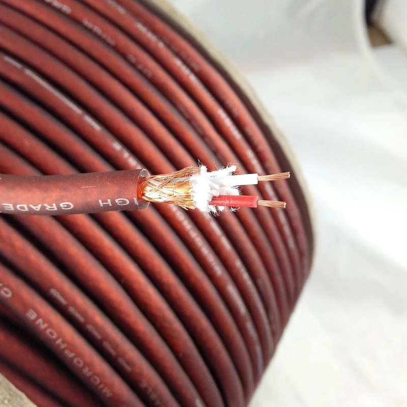 Cable de micrófono de cobre puro envuelto trenzado marrón 128, cable de micrófono