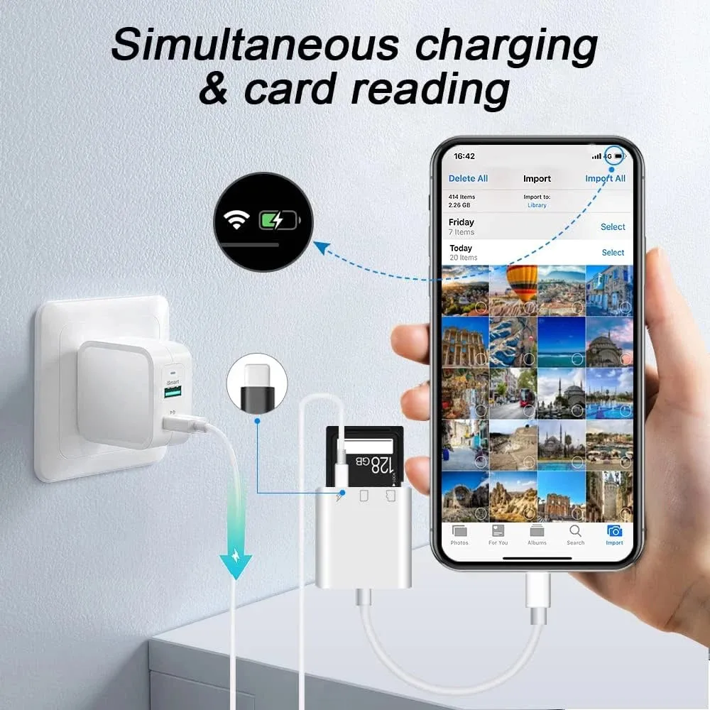 Para ios a lector de tarjetas SD para iPhone 12 11 13 14 15 Pro Max adaptador de tarjeta de memoria adaptador de tarjeta SD de cámara para iPhone iPad MacBook - imagen 5