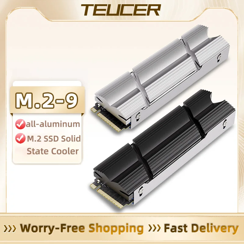 Disipador de calor TEUCER M.2-9 SSD NVMe M2 2280 SSD disco duro disipador de calor de aluminio con almohadilla térmica de silicona para PC PS5 PCIE 2280 SSD