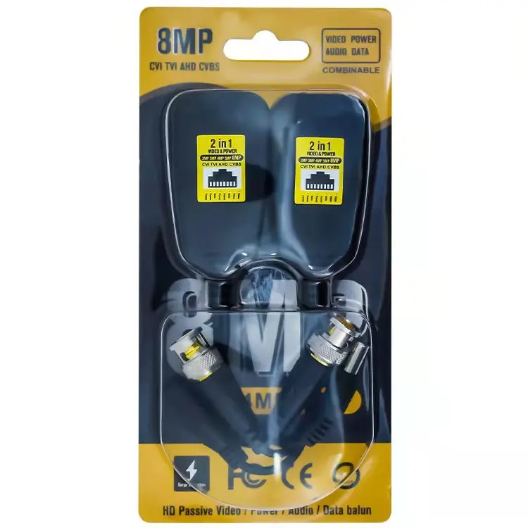 1 par BNC a RJ45 potencia de vídeo pasiva + transceptor Balun de Audio para cámara CCTV 8MP CVBS AHD CVI TVI UTP Balun - imagen 5