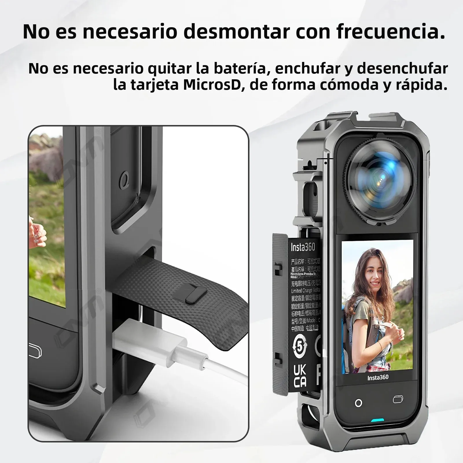 Jaula de marco de metal para Insta360 X5, carcasa protectora con soporte de zapata fría Compatible con accesorios Insta 360 X5 - imagen 5