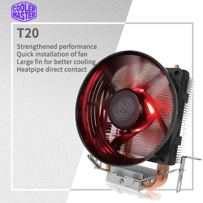 Enfriador de CPU Master T20, 2 tubos de calor para Intel 1700, 775, 115X, 2011, AMD AM4
