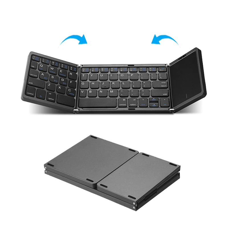 HUWEI Mini teclado Bluetooth inalámbrico plegable ruso español árabe hebreo portugués con panel táctil para Windows, Android, IOS - imagen 3
