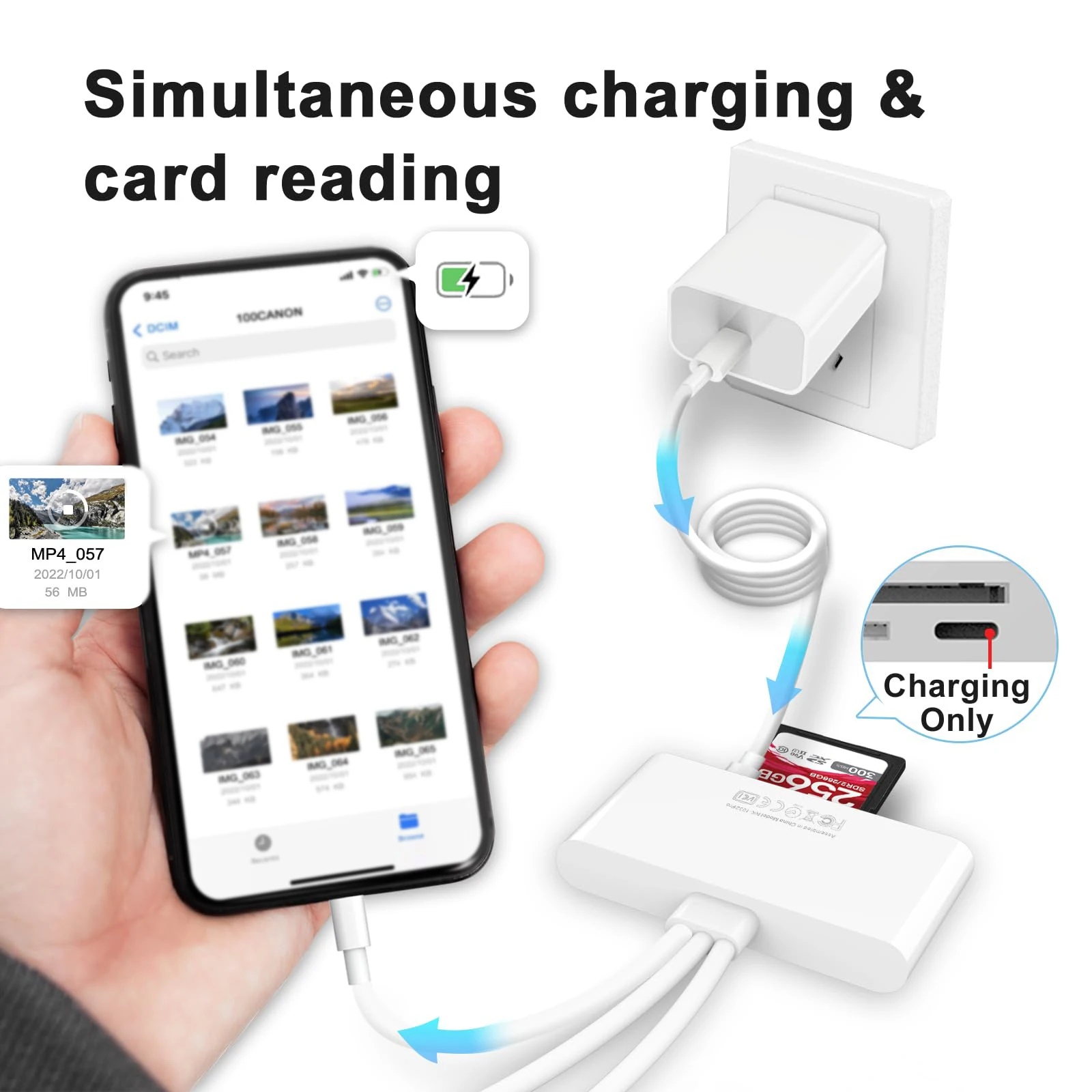 Para lector de tarjetas de memoria iOS a SD TF 5 en 1 adaptador USB OTG con puerto de carga para iPhone iPad Xiaomi Samsung Huawei MacBook - imagen 5