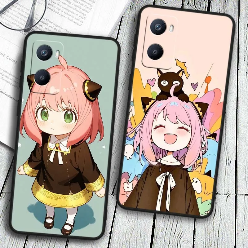 Funda de Anime Anya Forger para OPPO Reno 12 11 F 10 8 7 6 5 4 Z T Lite Plus Pro 4G 5G funda de teléfono negra - imagen 2
