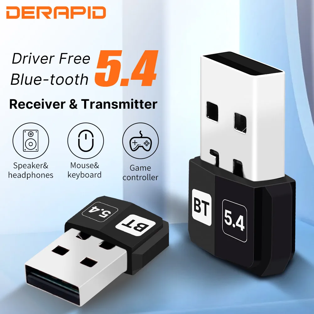 Adaptador USB Bluetooth 5,4 transmisor inalámbrico receptor Dongle Audio Bluetooth para adaptador Bluetooth para Win10/11 controlador gratis