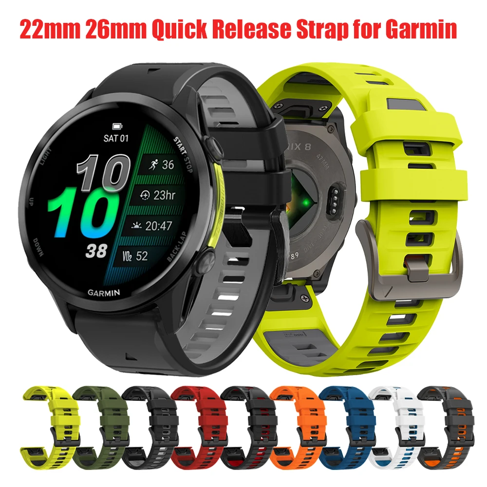 Correa QuickFit de 22mm y 26mm para reloj Garmin Instinct 3 2X, correa de silicona Fenix 8 E 7X 7 6X 6/Tactix 7 AMOLED/Enduro 3, correa de pulsera
