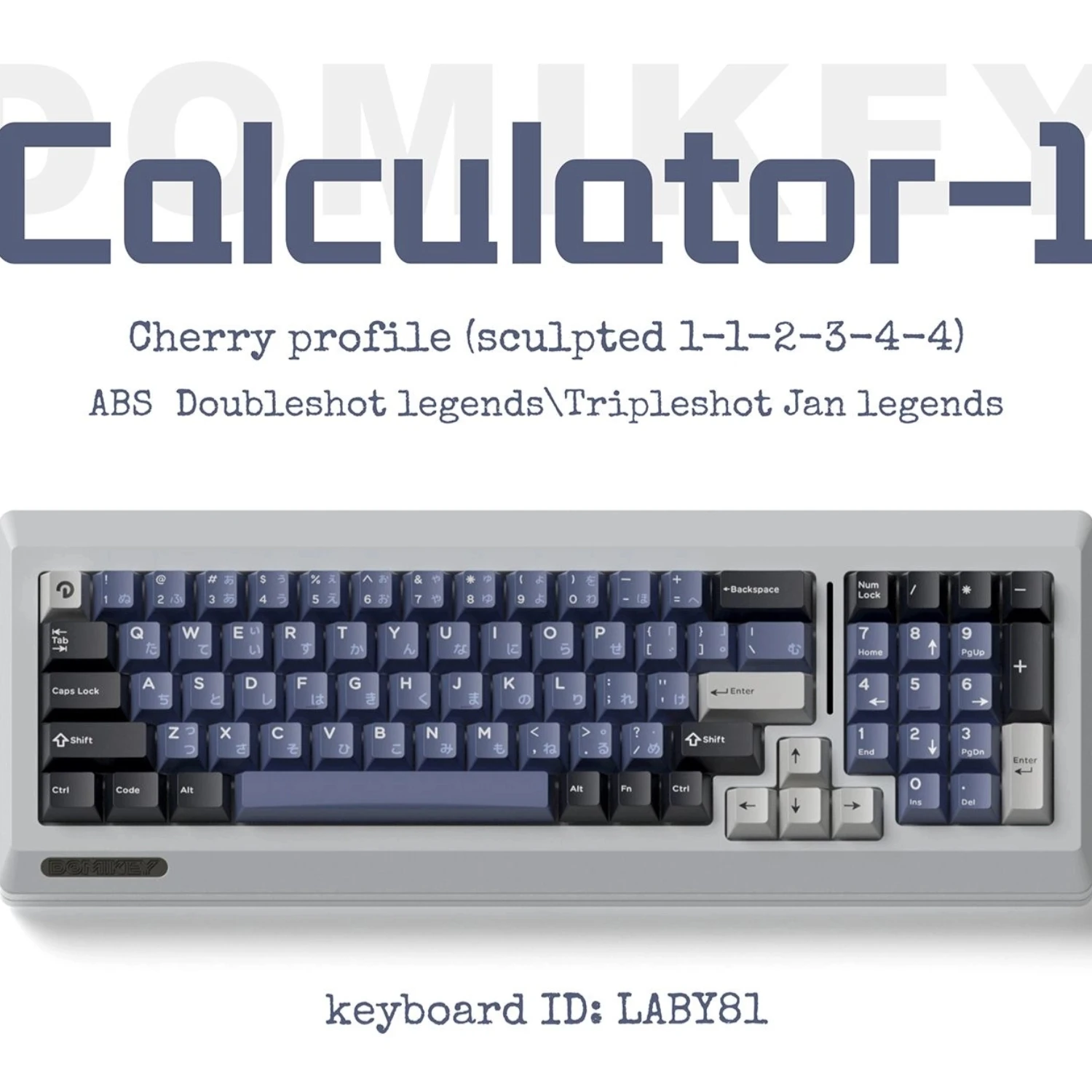 Calculadora Domikey, teclas ABS de doble disparo, Triple altura cereza, Color azul para teclado mecánico AULA F75 Ajazz Ak820 Pro Game