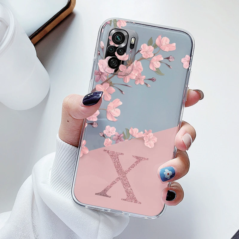 Para Poco M5S PocoM5S funda de teléfono flor alfabeto letra cubierta suave silicona transparente parachoques pareja Fundas para Poco M5S Shell - imagen 5