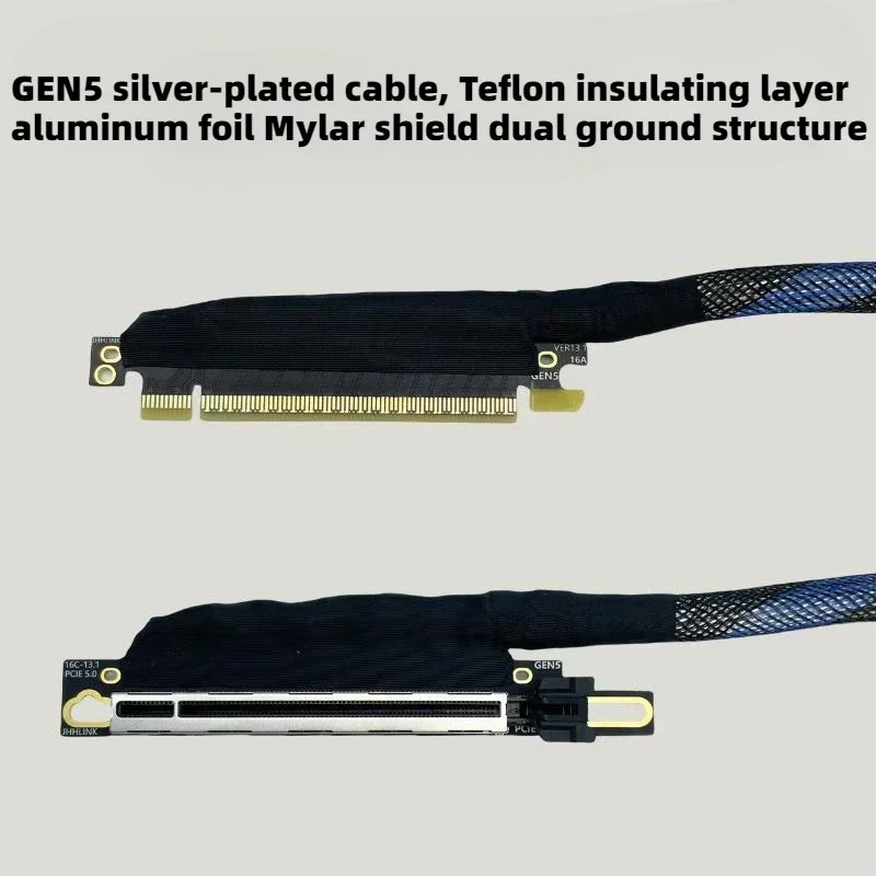 Cable de extensión suave PCIE 5.0 90 °   Cable elevador GPU Gen5 X16 flexible de alta velocidad de ángulo recto, servidor de tarjeta de vídeo, cable de extensión 5090 - imagen 5