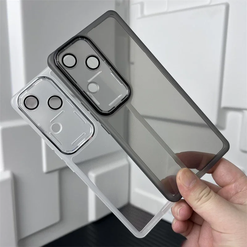 Funda de teléfono con película de lente de lujo para VIVO V30 Pro 5G, protector de cámara completa, cubierta trasera suave y transparente, protector de armadura a prueba de golpes - imagen 2