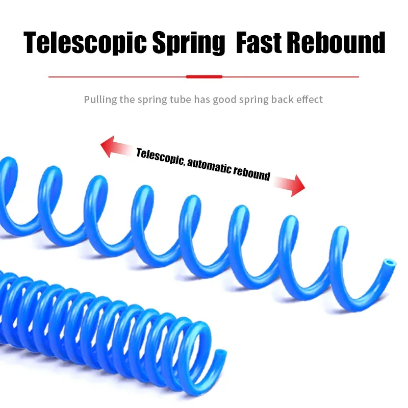 Tubo de manguera de compresor de aire de PU, herramienta de aire Flexible con conector, resorte de poliuretano neumático, tubo espiral con junta * mm, 6/9/12/15M - imagen 3