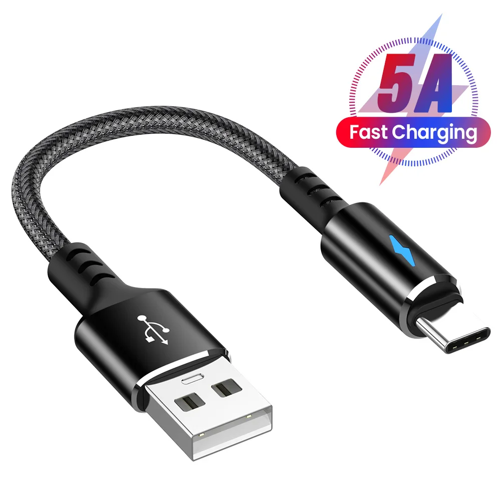 Cable USB tipo C Ultra corto de 25cm, Cable de carga rápida para Samsung, USB A tipo C, Cable de datos Micro USB para Huawei Xiaom POCO