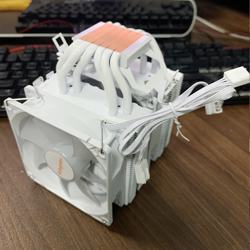 Enfriador de aire de CPU 4 pines PWM 6 tubos de calor PC Procesor Tower enfriador blanco para Intel LGA 1700 1200 1150 1151 1155 2011 X79 X99 1366 AM5 - imagen 5