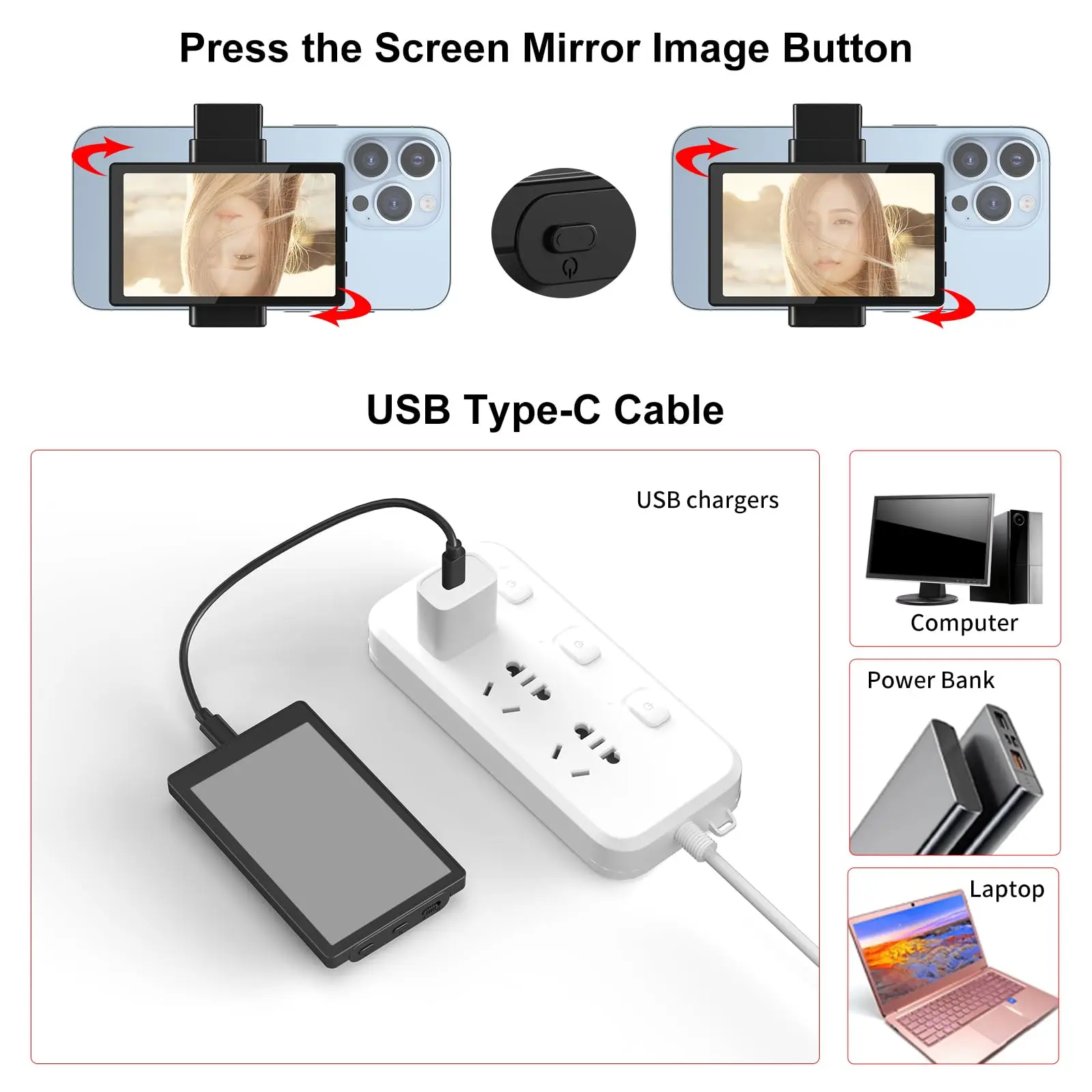 Kingma Phone Vlog Selfie Monitor Pantalla, Uso de Cámara Trasera para Selfie Vlog Live Stream TikTok, Compatible con iPhone Samsung - imagen 5