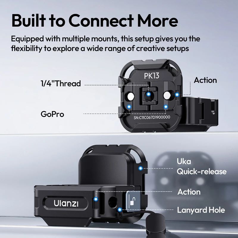 Ulanzi PK13 Uka Adaptador de expansión de liberación rápida para DJI Pocket 3 Vlog para transmisión en vivo al aire libre para fotografía Cámara de acción - imagen 4