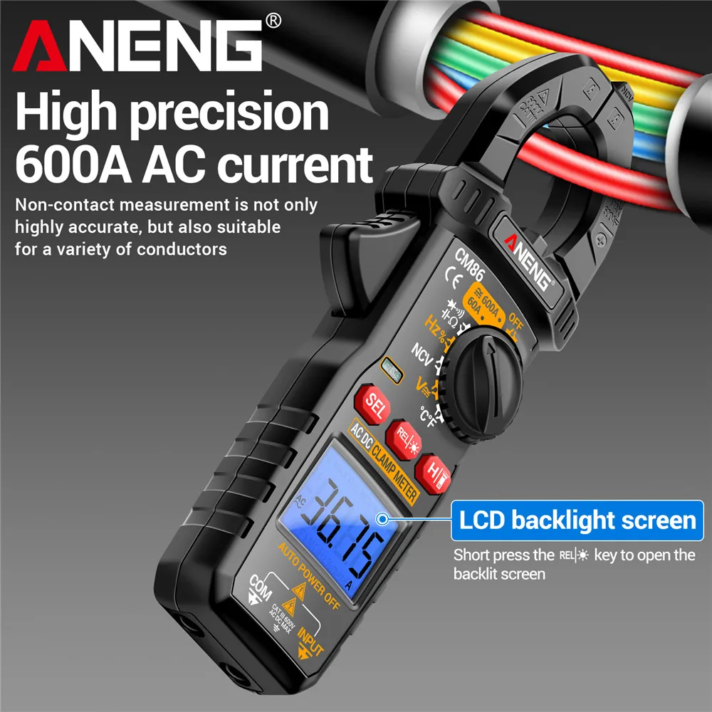 Multímetro Digital de pinza amperimétrica ANENG CM86 600A AC/DC diodo de voltaje de corriente NCV detección de voltaje herramientas profesionales de electricista - imagen 2