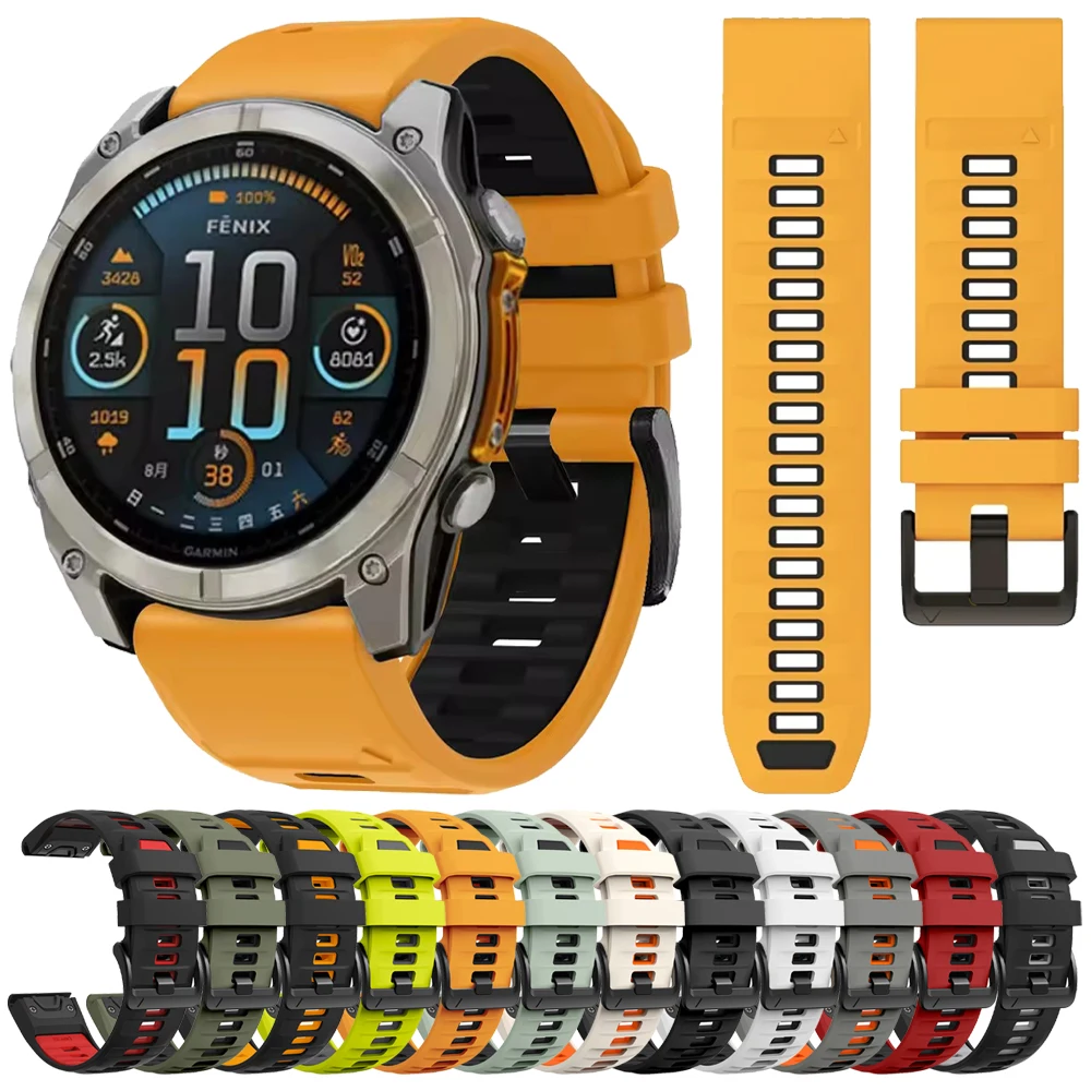 Correa de reloj Fenix8 para Garmin Fenix 8 E 47mm 51mm 7X 7 Pro 6 6X 5 5X/Epix Gen 2/Enduro 3 pulsera deportiva de goma de ajuste rápido 26/22mm - imagen 2