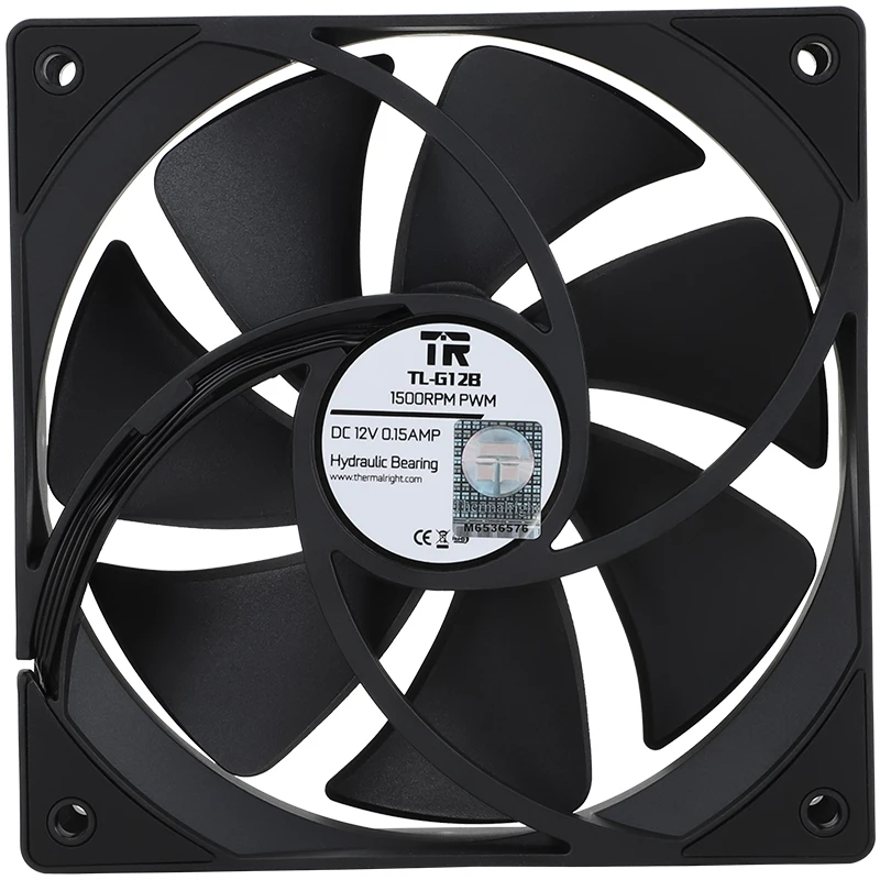 Ventilador de chasis Thermalright TL-G12B negro de 12CM ventilador de 1500rpm con rodamiento hidráulico PWM de 4 pines - imagen 4